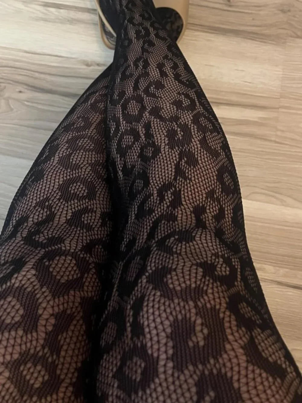 Leopard Print Lace Tights Os